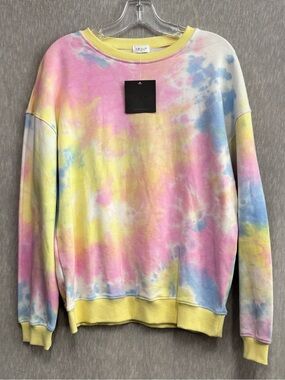 Le Lis Tie-Dye Crewneck Sweatshirt in Yellow, Pink & Blue